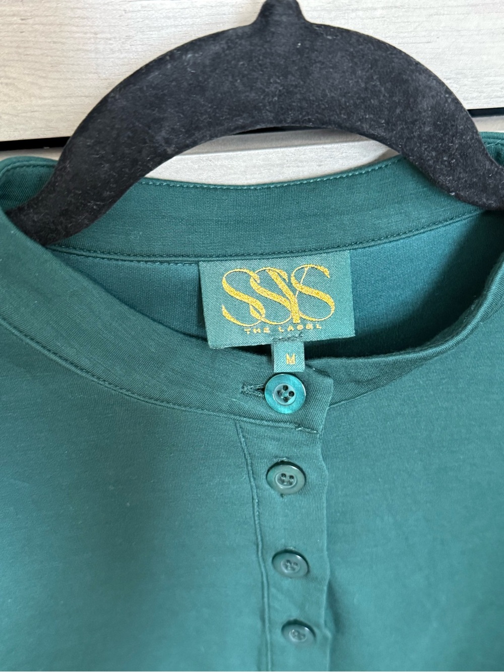 SSYS The Libby Long Sleeve Ruffled Shoulder Top - Dark Green - Picture 5 of 10